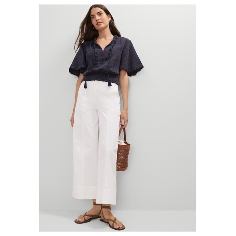 Ann Taylor Weekend Collection Women's Wide Leg Ankle Pants White Size 0P NWT